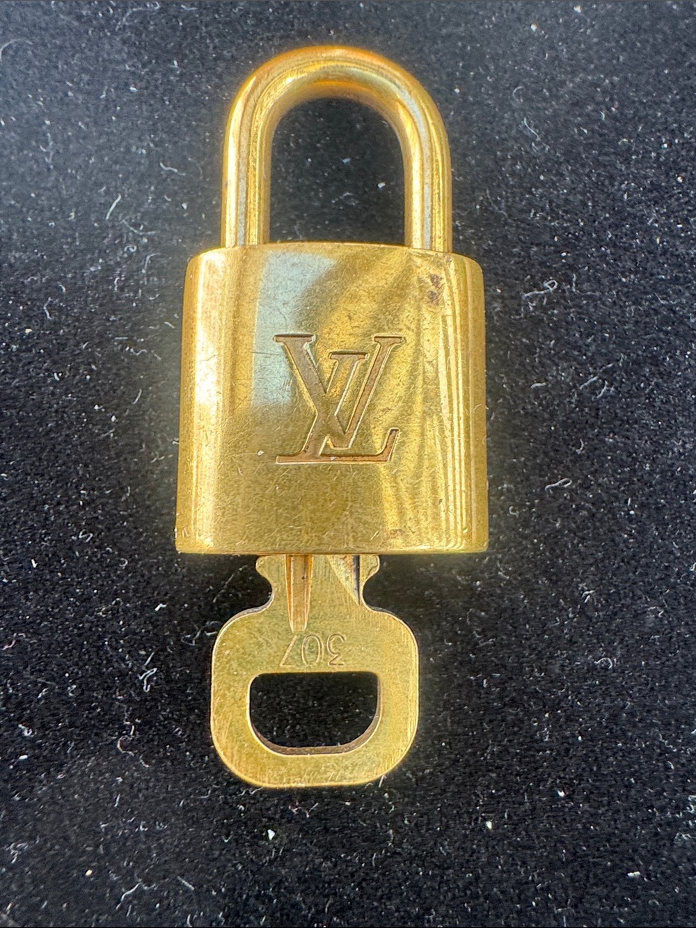 Louis Vuitton lock and key 307 Gold-tone LV Padlock Key 307